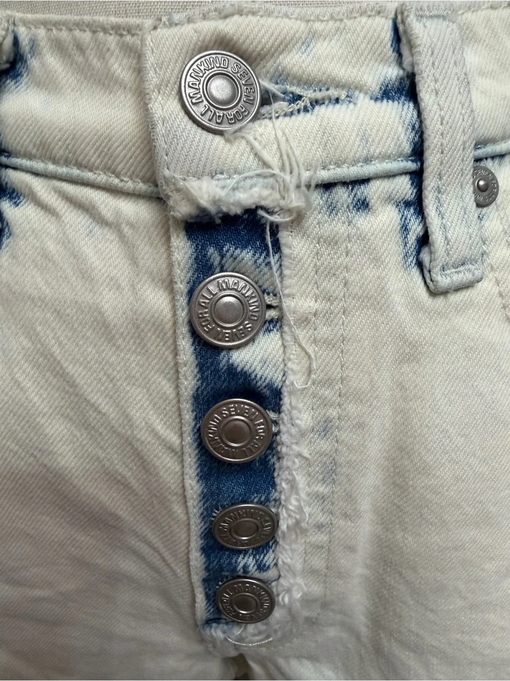 7 For All Mankind White High-Rise Button-Fly Denim Shorts size 25